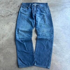 Gap straight fit loose dark wash denim jeans size 34x30